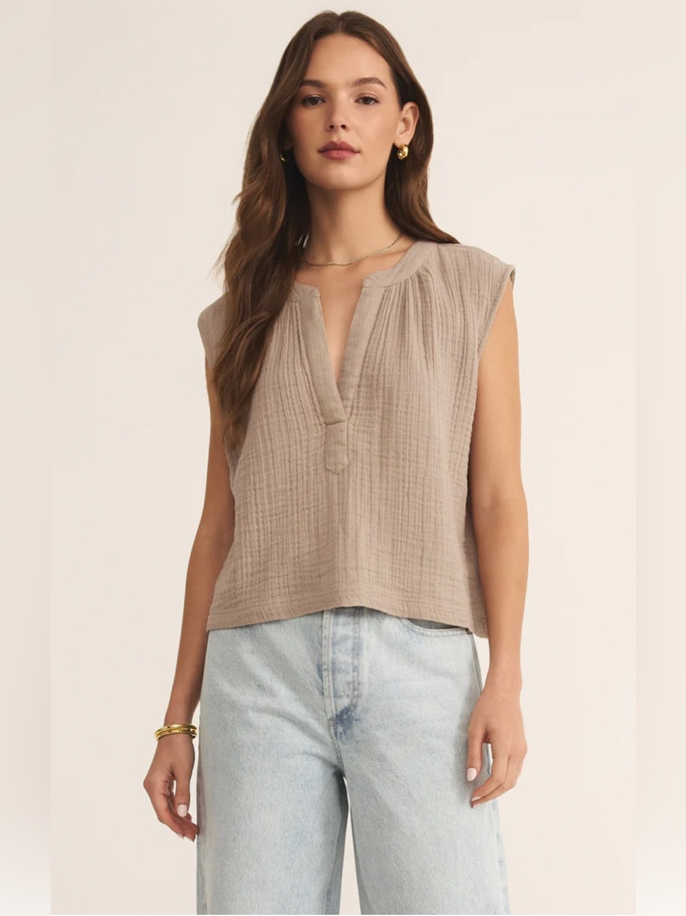 NWT Z Supply Cliffside V Neck Airy Gauze Top